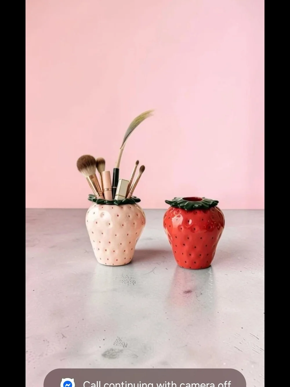 RED Strawberry Plastic Planter - Makeup Holder Red